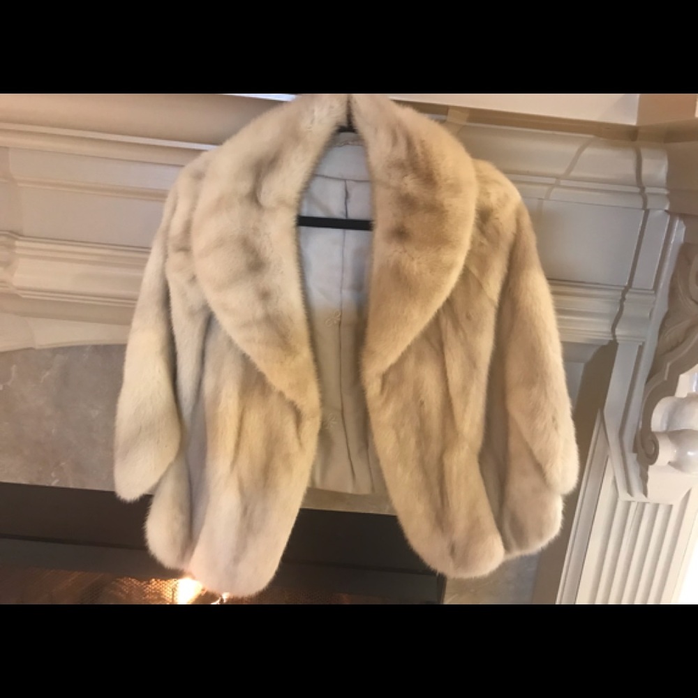 Mink off white cape